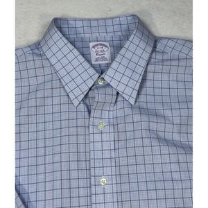 Brooks Brothers Mens 17 34 Classic Fit Non-Iron Supima Cotton Dress Shirt Blue